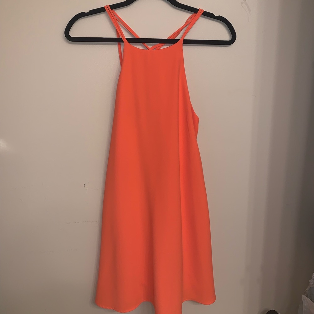 Bright Orange GB Halter Dress